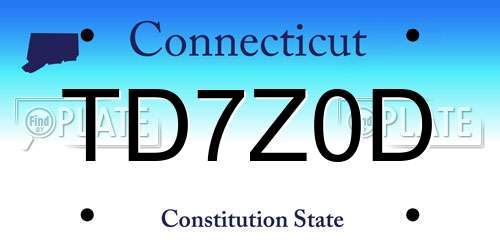 TD7Z0D Connecticut License Plate