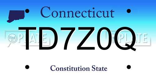 TD7Z0Q Connecticut License Plate
