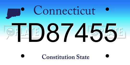 TD87455 Connecticut License Plate