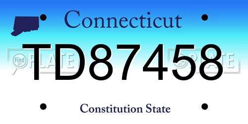 TD87458 Connecticut License Plate
