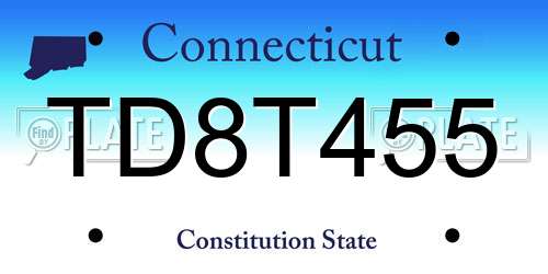 TD8T455 Connecticut License Plate