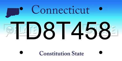 TD8T458 Connecticut License Plate