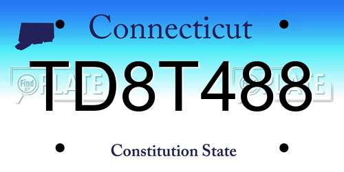 TD8T488 Connecticut License Plate