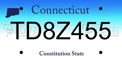 TD8Z455 Connecticut License Plate