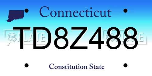 TD8Z488 Connecticut License Plate