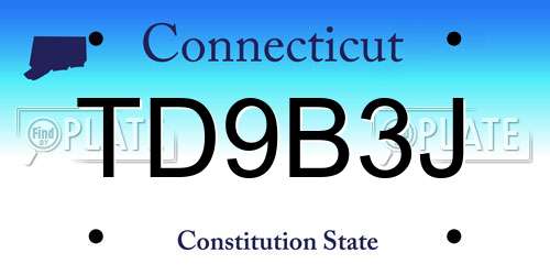 TD9B3J Connecticut License Plate