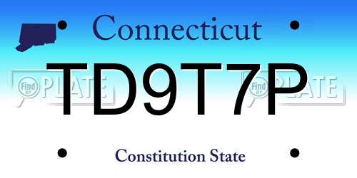 TD9T7P Connecticut License Plate