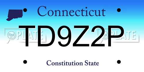 TD9Z2P Connecticut License Plate