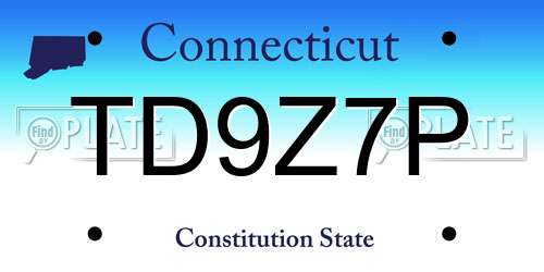 TD9Z7P Connecticut License Plate