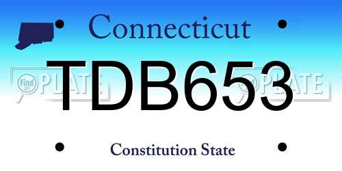 TDB653 Connecticut License Plate