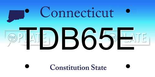TDB65E Connecticut License Plate