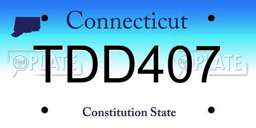 TDD407 Connecticut License Plate
