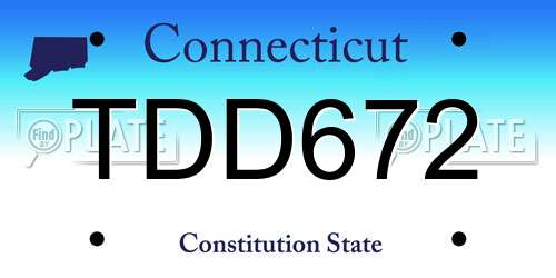 TDD672 Connecticut License Plate