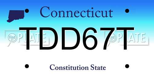 TDD67T Connecticut License Plate