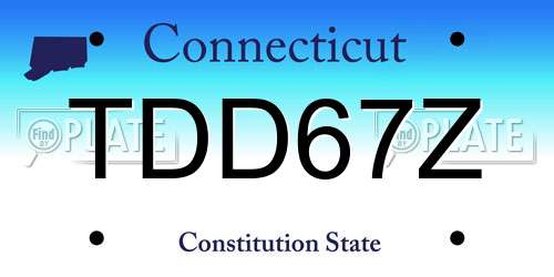 TDD67Z Connecticut License Plate