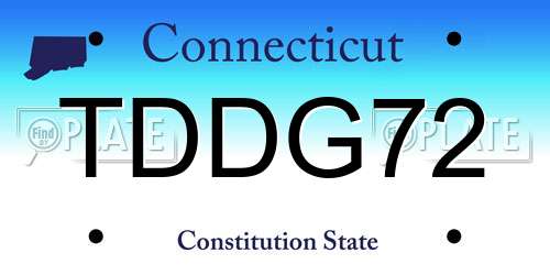 TDDG72 Connecticut License Plate