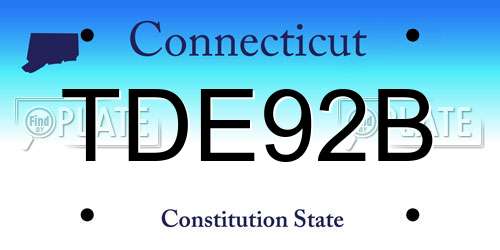 TDE92B Connecticut License Plate