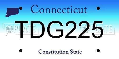 TDG225 Connecticut License Plate