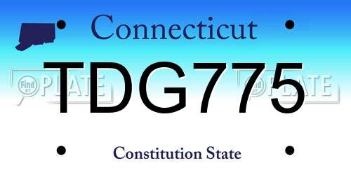 TDG775 Connecticut License Plate
