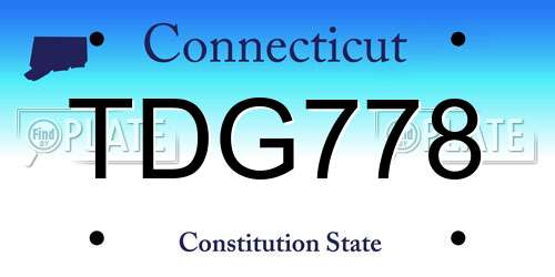 TDG778 Connecticut License Plate