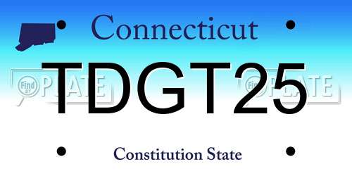 TDGT25 Connecticut License Plate
