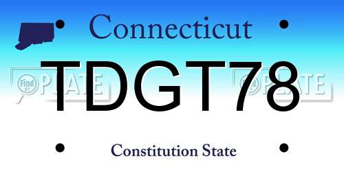TDGT78 Connecticut License Plate
