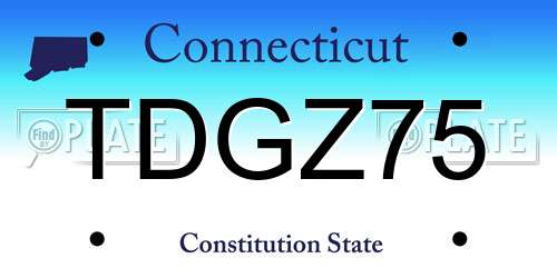 TDGZ75 Connecticut License Plate