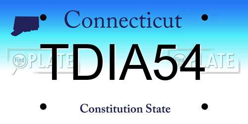 TDIA54 Connecticut License Plate