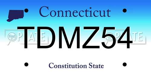 TDMZ54 Connecticut License Plate