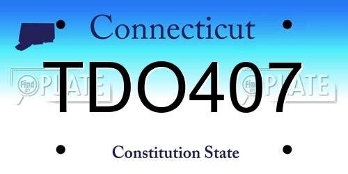 TDO407 Connecticut License Plate