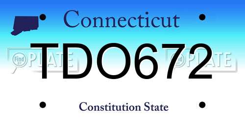 TDO672 Connecticut License Plate