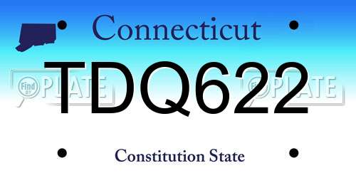 TDQ622 Connecticut License Plate
