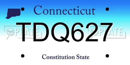 TDQ627 Connecticut License Plate
