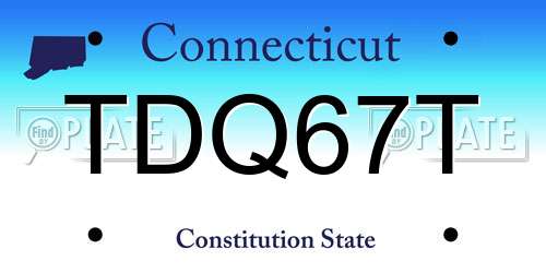 TDQ67T Connecticut License Plate