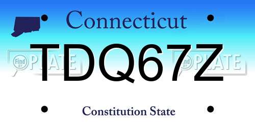 TDQ67Z Connecticut License Plate