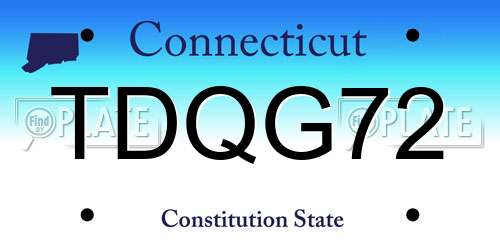 TDQG72 Connecticut License Plate
