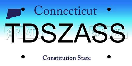 TDSZASS Connecticut License Plate