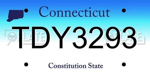 TDY3293 Connecticut License Plate
