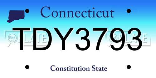 TDY3793 Connecticut License Plate