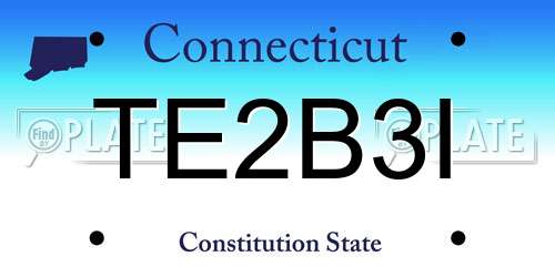 TE2B3I Connecticut License Plate