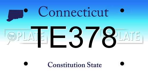 TE378 Connecticut License Plate