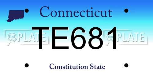 TE681 Connecticut License Plate
