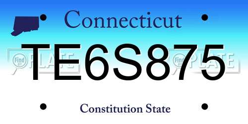 TE6S875 Connecticut License Plate