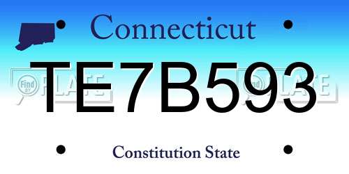 TE7B593 Connecticut License Plate