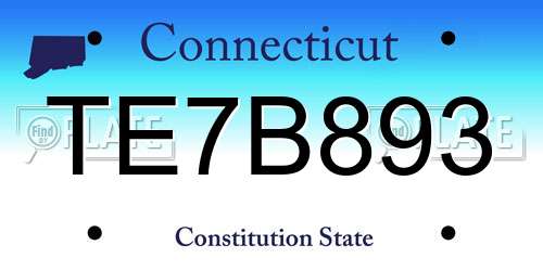 TE7B893 Connecticut License Plate