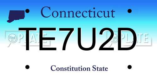 TE7U2D Connecticut License Plate