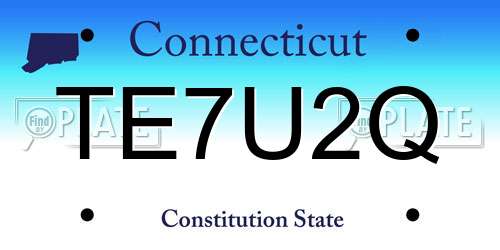 TE7U2Q Connecticut License Plate