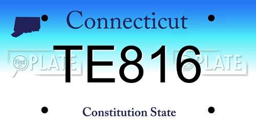 TE816 Connecticut License Plate