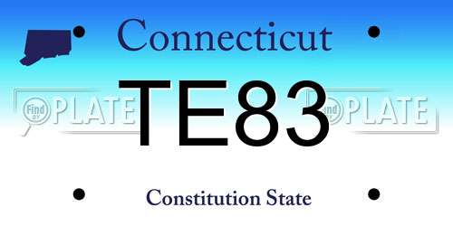 TE83 Connecticut License Plate