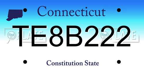 TE8B222 Connecticut License Plate